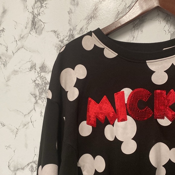 Disney Mickey Mouse Graphic Sweatshirt With Red Sequin Letters Size XXL - Picture 5 of 9